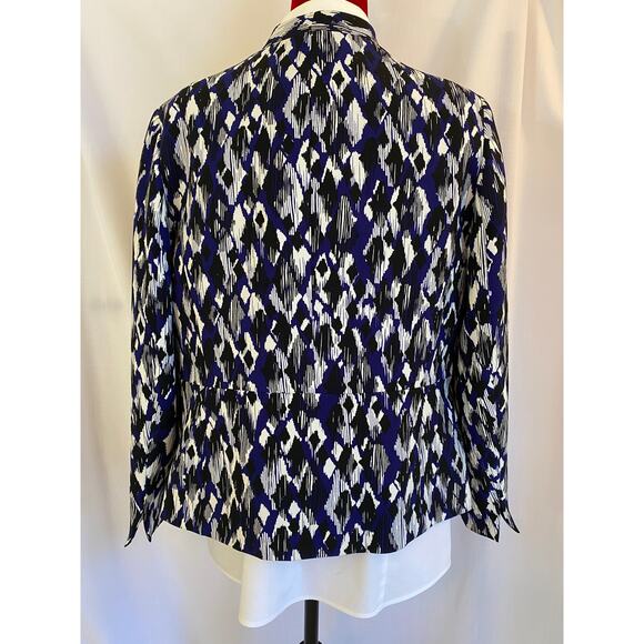 Nipon Boutique womens 14W navy black and white geometric blazer lined - Picture 3 of 4